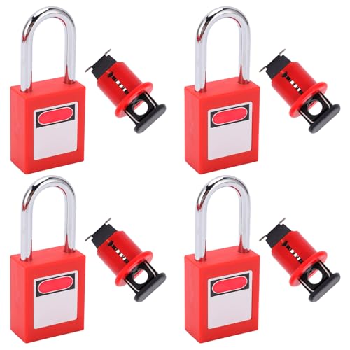 Cerradura de Disyuntor en Miniatura, Kit de Bloqueo y Etiquetado Dispositivo de Bloqueo de Disyuntor Cerradura de Seguridad para la Industria de Energía Eléctrica (MPCO+38mm Lock-4Pcs)