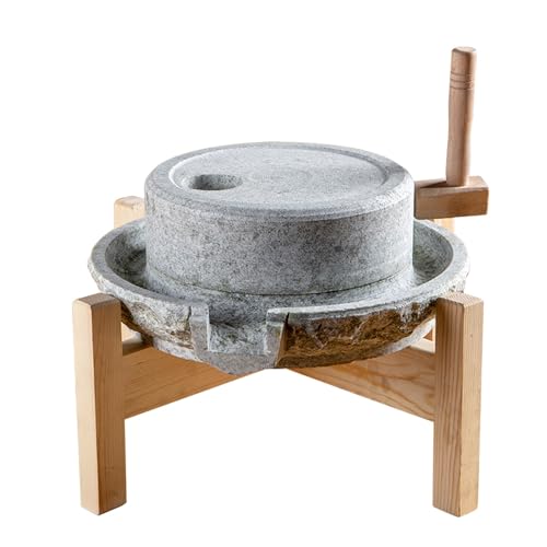 Molino De Grano, Molino De Piedra Tradicional, Lapis Lazulis Natural, Fácil De Limpiar, for Moler Trigo, Arroz, Legumbres(25cm/9.8in)
