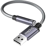 JHAOUS USB to 3.5mm Jack Audio Adapter, TRRS Female Headset Audio Jack Adapter, USB-A to 3.5mm AUX Stereo Converter Compatible for PC Windows, Laptop, Mac, Desktops, Linux, PS5 PS4 Docking Station