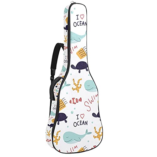 Housse guitare classique imperméable à fermeture éclair avec décors dauphin et tortue