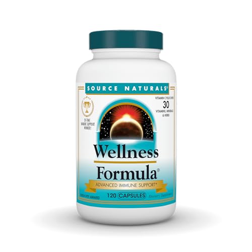 Source Naturals Wellness Formula Bio-Aligned Vitamins & Herbal Defense for Advanced Immune Support* – Dietary Supplement & Immunity Booster – 120 Capsules
