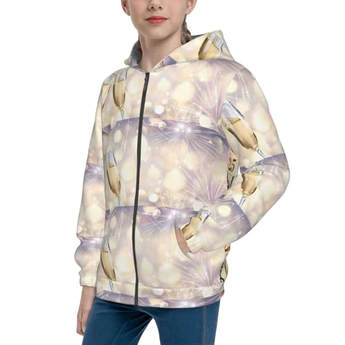 Champagne Celebrations 2025 Kids Pullover Hoodies Boys Zip Up Sweatshirts Girls Athletic Clothes with Pocket - Main Image