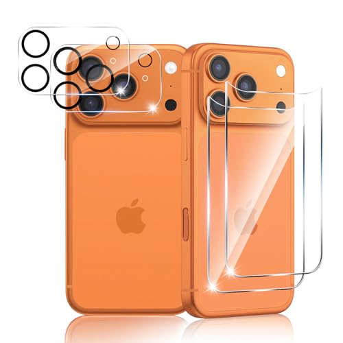 THYRRE-J [4 in 1] For iPhone 17 Pro Max Back Glass Protector + Camera Protector[2+2 Pack] 9H Hardness Anti-Scratch Easy Install HD rear glass protector for iPhone 17 pro max