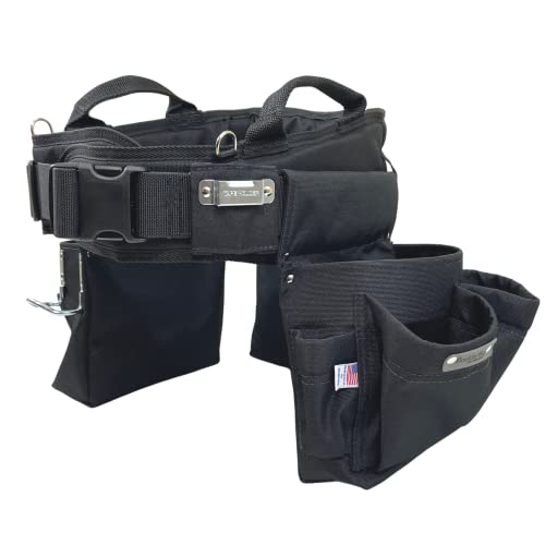 Boulder Bag Ultimate Carpenter Max Triple Combo With Comfort Back Support Tool Belt, Quick Release Buckle, Heavy Duty Tool Bag, Black (Large 33-36 Inches) | Made In Usa #TOP22