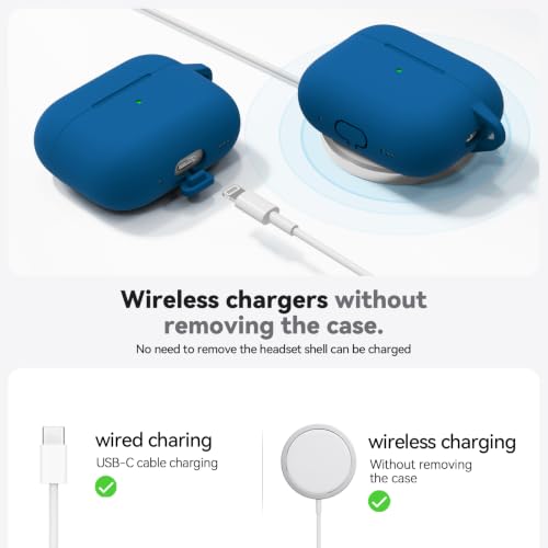 Image of Ljusmicker for AirPods Pro 3 Case 2025 with Cleaner Kit,Soft Silicone Protective Cover for Apple AirPods Pro 3rd Generation Cases for Women Men,for AirPod Pro 3 Cover with Keychain-Lake Blue