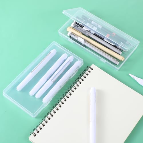 Image of Ptwola 3pcs Mini Plastic Storage Containers Box with Hinged Lid, 6.5x3.5 Inches Small Rectangle Dustproof Clear Beads Organizer Case for Collecting Craft Small Items Jewelry Business Cards Game Pieces