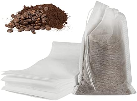 50pcs No Mess Cold Brew Bags, 4x6 inch Disposable Coffee Filter Bag Fine Mesh Brewing Drawstring Pouches for Iced Coffee Hot Tea Herb Spice