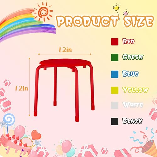 Image of VECELO 6-Piece Stacking Stools for Classroom, 12 Inch Height, Decoration Flexible Seating for Schools