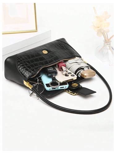 Verdusa Women's Elegant Crocodile Flap Shoulder Bag Vintage Leather Underarm Purse3