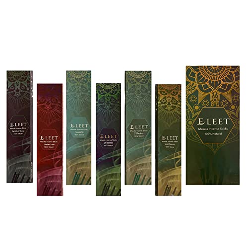 Eleet Premium 125Gm Masala Incense Sticks - 6X20Pack, Total 120 Incense Stick With Free Wood Holder For Long Lasting Aroma, Sensual Therapy & Meditation, Home Cleansing (Stress Free Lifestyle) #TOP3