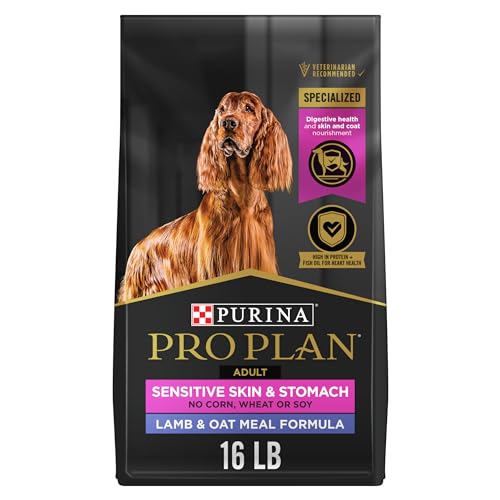 Purina Pro Plan Sensitive Skin and Sensitive Stomach Dog Food Lamb and Oat Meal Formula – 16 lb. Bag