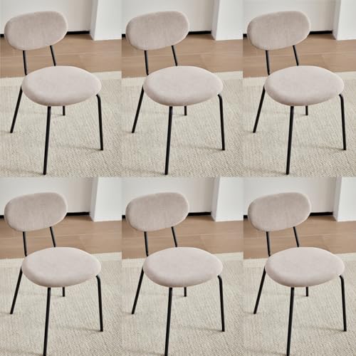 JZGORC Lot de 6 Chaises de Salle à Manger, Chaise de Cuisine Empilable, Chaise Rembourrée de Loisirs Moderne avec Pieds en Métal Noir pour Salon, Salle à Manger,...