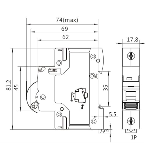 Disyuntor mini con capacidad de corte 6KA y estructura de 3 polos 4