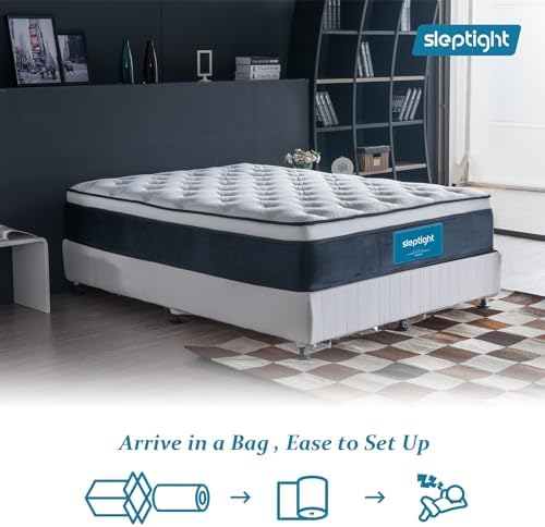 Queen Mattress, 12 Inches Pillow Top Hybrid Queen Mattress in a Bag, Memory Foam Pocket Spring Bed for Medium Firm Support - Thumbnail 3