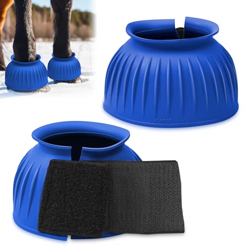 Image of Abbylike Bell Boots for Horses 1 Pair /2 Pair Available, Protect Against Hoof Impact Trauma, Rubber Bell Boots Horse Care for Turnout, No Rub Design Wrap Hook and Loop