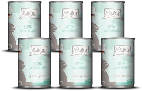MjAMjAM - Premium Nassfutter für Katzen - Kitten gute Pute mit Lachsöl, 6er Pack (6x400g), getreidefrei