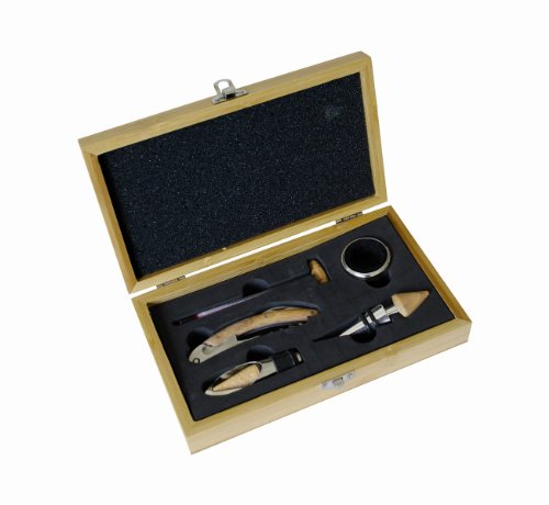 Pradel Excellence RT802H kurkentrekker in sommelierbox van bamboe voor 1 fles met 4 accessoires