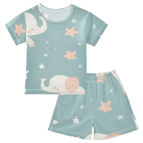 Summer Pajama Set Elephant Star Balloons, Short Sleeve Sleepwear Nightwear