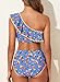 Herseas Women's One Shoulder Bikini Sets Ruffle Hem Swim Suits 2026 Modest Wire Free Bathing Suits Blue Lemon Vacation Outfits Large