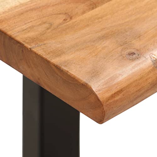 Banc en acacia massif 110 cm et acier aux bords naturels uniques - 5