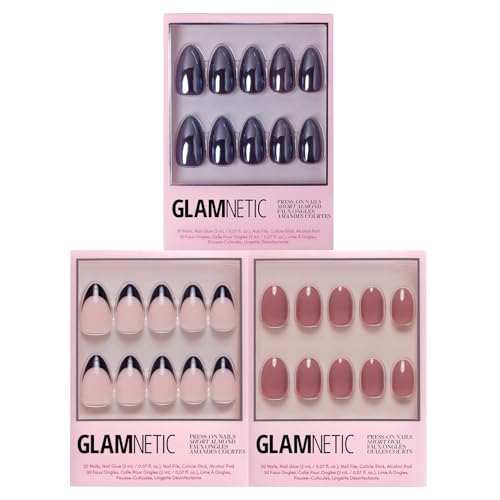 Glamnetic Press-On Nails Bundle - Burgundy Chrome, Fall Mauve &