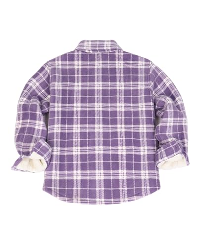 Image of ThCreasa Boys Sherpa Lined Plaid Button Shirt Jacket