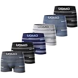 Nakloe - Pack 6 - Calzoncillos Hombre Boxer - Boxer Hombre Pack - Sin Costuras - Ropa Interior - Elasticos y Comodos (FR/ES, Letras, M, L, Regular, Regular, Multicolor)