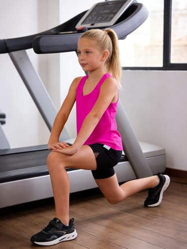 Image of Haloumoning Girls Athletic Tank Tops Racerback Sleeveless Dry Fit Active Sports Running Yoga Shirts