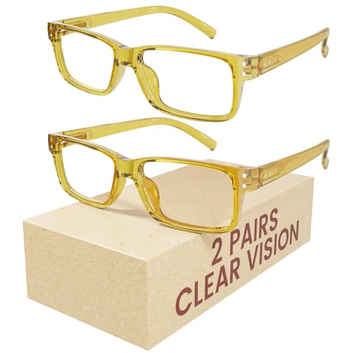 Image of Eyekepper Blue Light Reading Glasses Men Women 4.0, Yellow 2 Pack