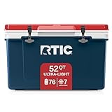 RTIC Ultra-Light 52 Quart Hard Cooler Insulated Portable Ice Chest Box for Beach, Drink, Beverage, Camping, Picnic, Fishing, Boat, Barbecue, 30% Lighter Than Rotomolded Coolers, Patriot