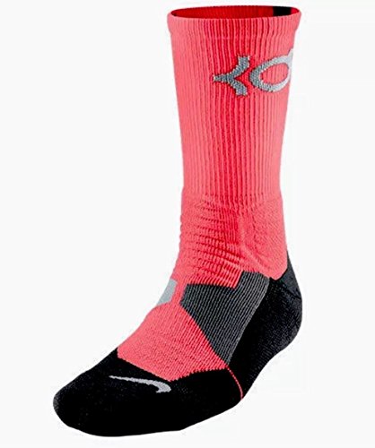 Nike KD Hyper Elite Basketball Crew Socks (Dri-FIT) (L, HOT LAVA/BLACK//PURE PLATINUM)