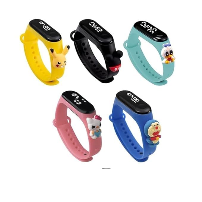 Led Watch Return Gifts for Kids – 5pcs Digital Wrist Watches for Kids | Best Birthday Return Gifts for Kids Baby Boys and Girls| for Age-7 to 14 Years (Colour: 5pc Random Character Watch)