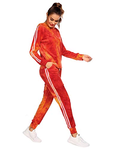 Hotouch Women's Sweatsuit Set 2 Piece Tie Dye Long Sleeve Pullover and Drawstring Sweatpants Sport Outfits Sets