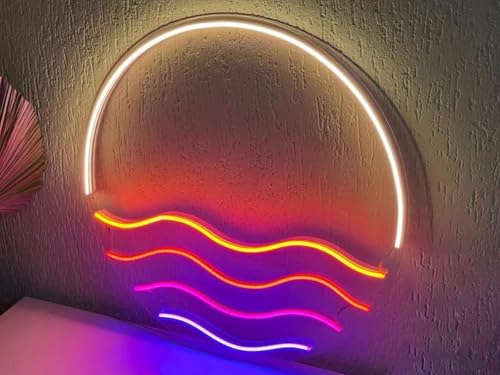 Image of LED Decorative Lights USB Mountains Sunrise Sunset Led Neon Signs Home Decoration Wall Art Holiday Gift Brightness Adjustable 15''x15''