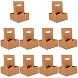 HOMSFOU Verdickter Kraftpapier Becherhalter mit Griff – 10 Stück Getränketräger für Heiße und Kalte Getränke Nachhaltiger Pappbecherhalter für Kaffee Milchtee und Takeaway