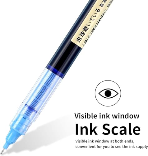 Image of like it 0.5mm Roller Pen Color ink Straight Liquid Rollerball Gel Pen for School Office Stationery Pack of 12 (Black & Blue)