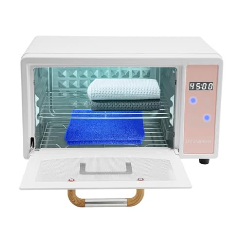 Gabinete desinfectante UV, caja desinfectante de gabinete, esterilizador multifuncional, dispositivo desinfectante UV para biberones, juguetes, vajilla, toallas (blanco y rosa)