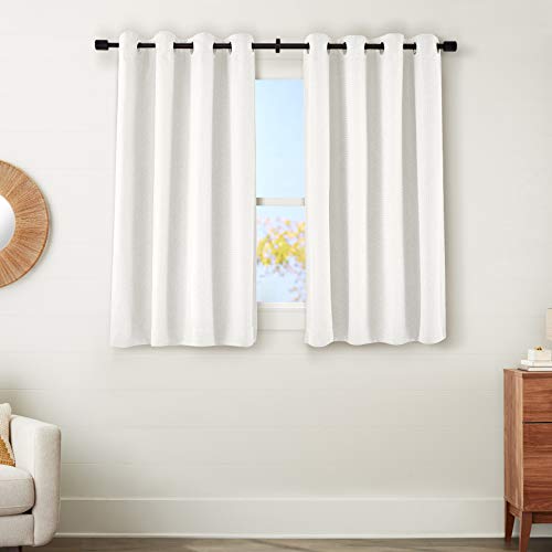 AmazonBasics 100% Blackout Basket Weave Window Panel with Grommets and Thermal Insulated, Noise