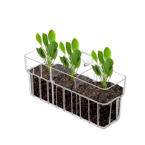 Image of Qpets Acrylic Hydroponic Basket, Hanging Plant Holder for Aquarium 18x6x8cm | Decorative Root Pot for Water Plants, Space-Saving Hanging Design, Ideal for Aquarium & Home Decor.