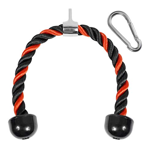 Yes4All Tricep Rope - Exercise Machine Attachment Press Down - 27-inch Rope Length (Red/Black)