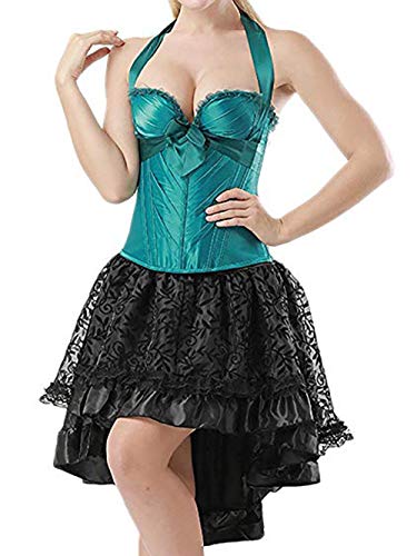 Coswe Women's Solid Color Lace Asymmetrical High Low Corset Skirt4