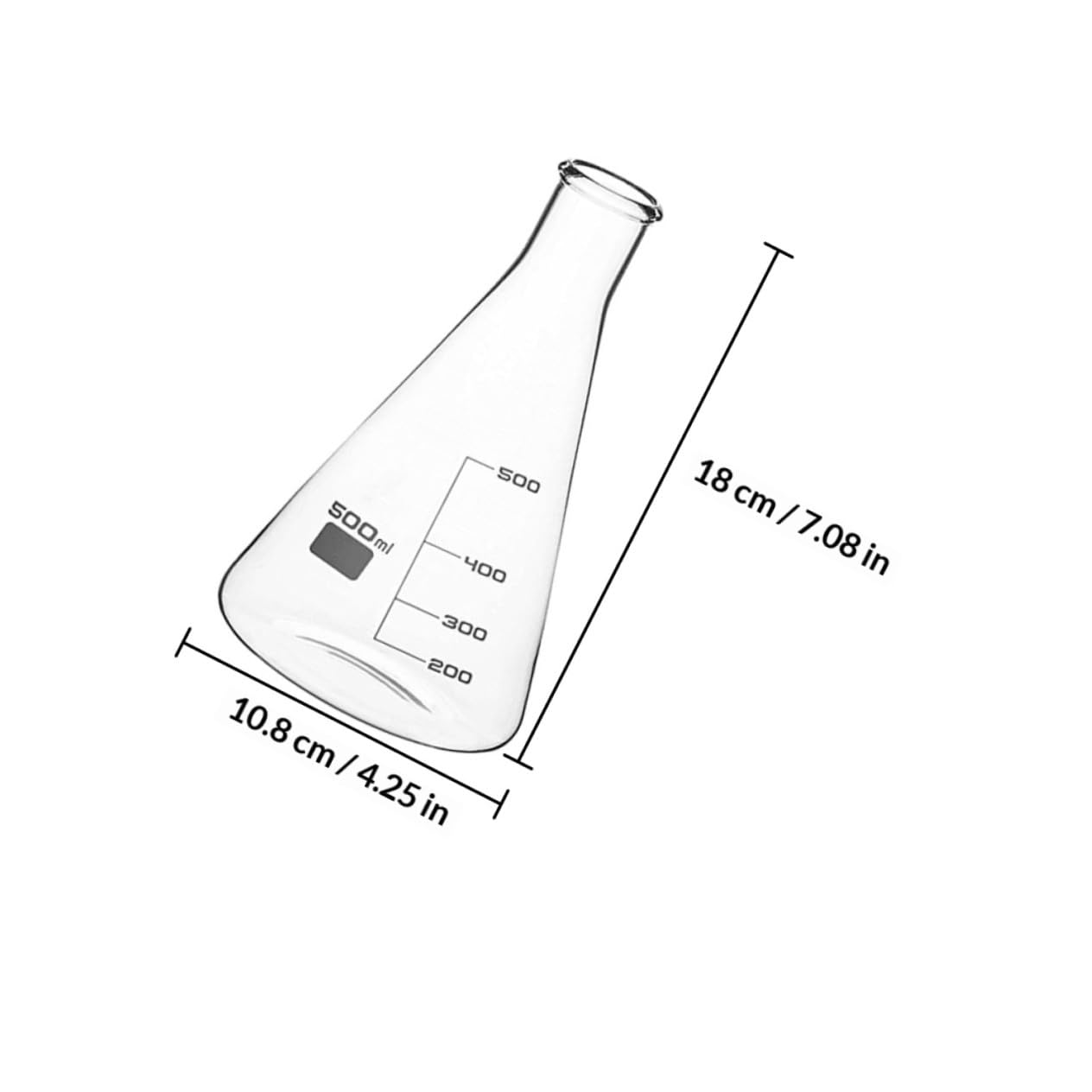 Anneome Juego de 3 Matraces Cónicos de Vidrio Borosilicato Alto | 100 Ml, 250ml y 500ml, Graduaciones Estándar, Fondo Plano para Laboratorio E Investigación