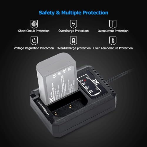 JJC Adaptador de Cargador de batería Dual USB para Olympus OM System BLX-1 batería de Iones de Litio en cámara Digital OM System OM-1 Mark II OM-1 OM-3 SBCX-1 - imagen 2