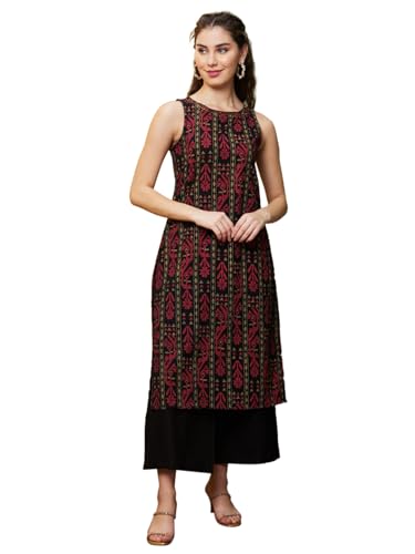 Image of Globus Women Kurta Set (3640921001 Black S)