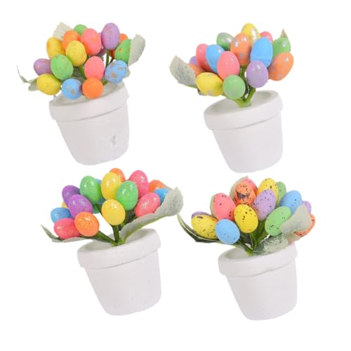 Toyvian 4 Piezas Decoración Huevos Pascua Adorno Bonsái Huevos Realistas para Jardín y Mesa Centro de Mesa de Pascua Decoración Exterior y Fiesta