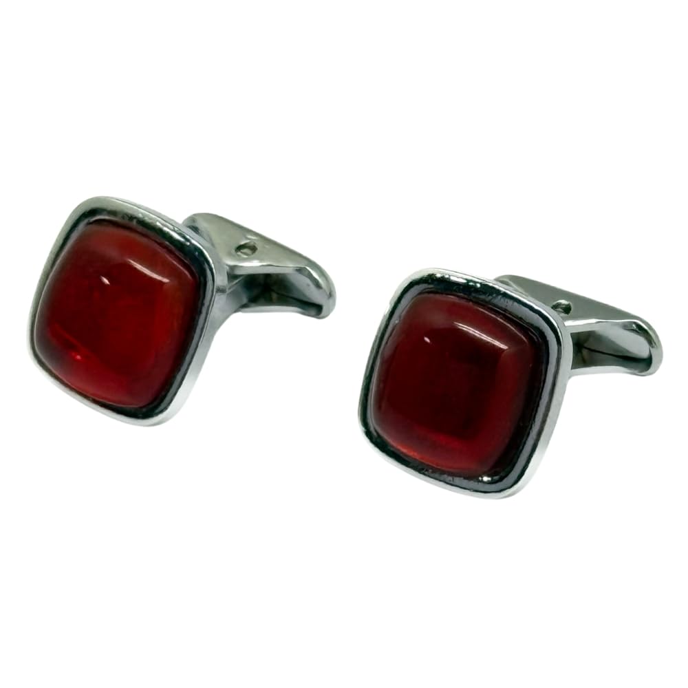 Red Square Stone Cufflinks for Men-image-27
