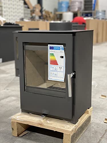 VICTORIA-05 Ltd. EEK A+ Kaminofen Holz One Holzofen 5 kW Kamin Ofen Dauerbrandofen Werkstattofen Schwedenofen Hüttenofen Heizofen, Grau