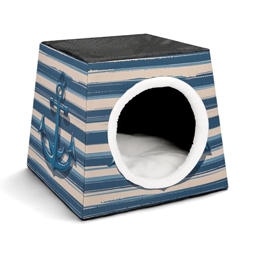 Haustier-Schlafnest, Anker-bedrucktes Hundehaus, Katzennest, Winter-Haustierhaus sind für die meisten Katzen, Hunde und andere kleine Haustiere geeignet