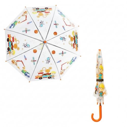 Image of Kraptick Transparent Printed Umbrella for Kids, Stylish & Cute Child Safe Umbrella for Rain, Automatic Water-Proof Umbrellas for Children's /Boys /Girls /Kids (MFP /1112-V)