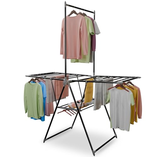 Image of Lifelong Foldable Clothes Drying Stand | Heavy-Duty Alloy Steel Laundry Rack for Balcony & Indoor Use | Multi-Level Cloth Hanger with Rods & Shelves | Rust-Resistant | Drying Stand Rack